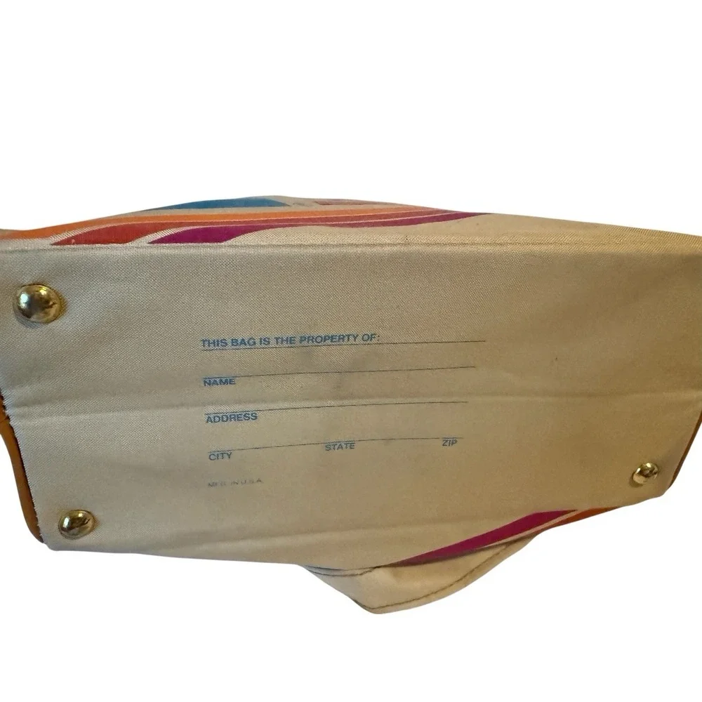 Vintage American Express Travel Agent Carry On Luggage Airline Bag 70's Tan